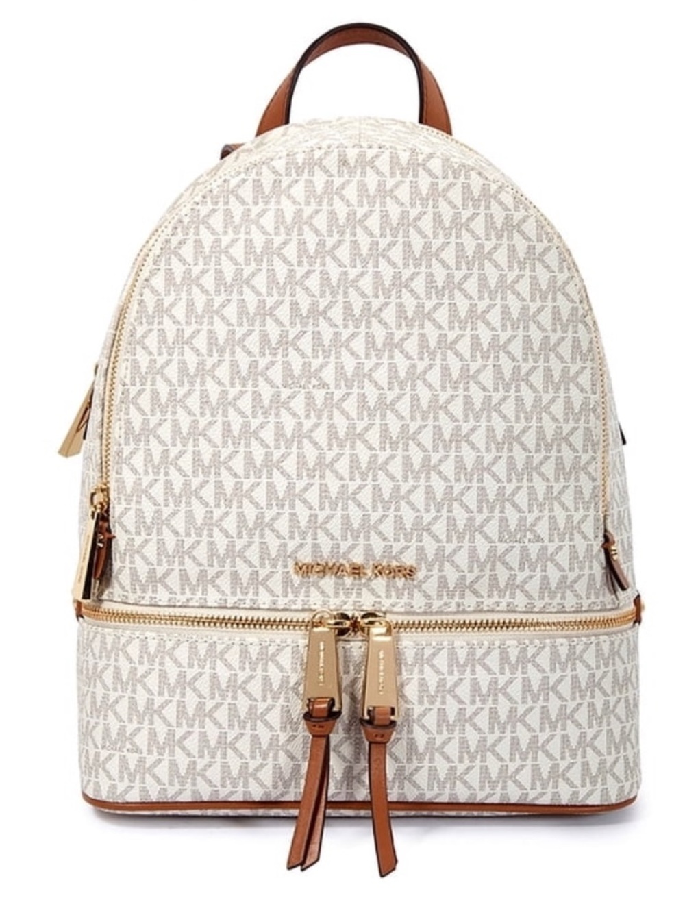Michael Michael Kors Women's Rhea Backpack White Signature Logo W/Dust Bag